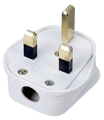 White 3 Pin Mains Plug